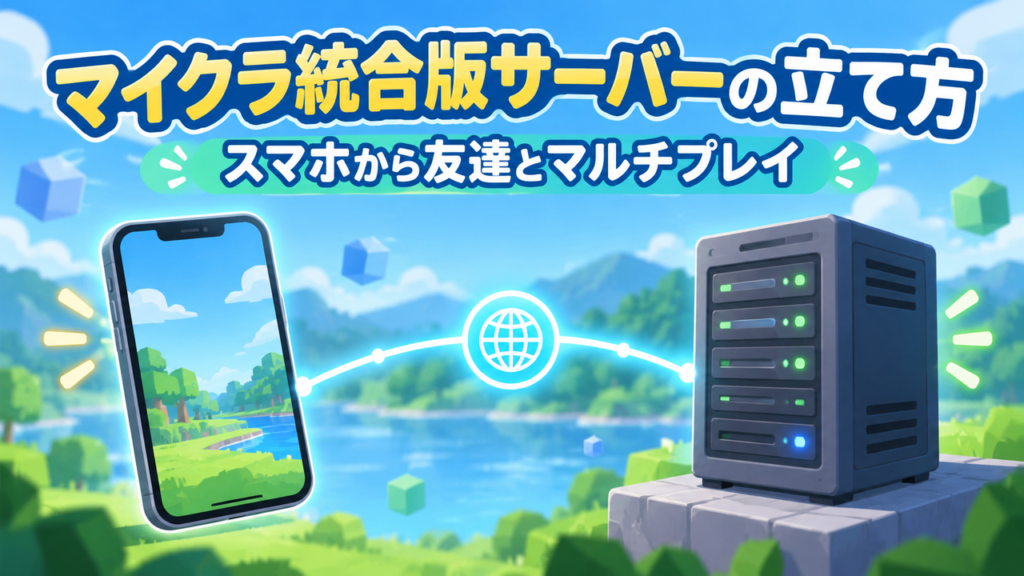 マイクラ統合版サーバーの立て方。スマホから友達とマルチプレイする手順